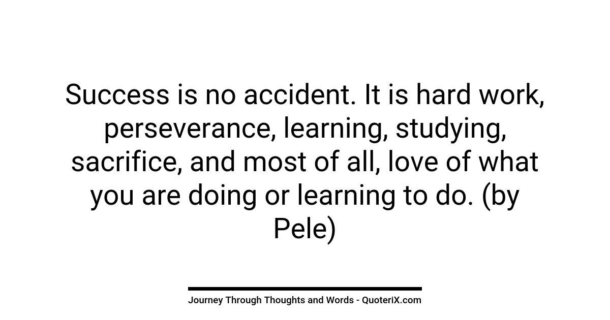 Quote | Success | Success is no accident. It is hard work, perseverance ...